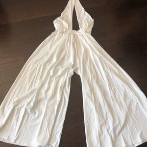 Deep V-Neck Wide Leg Jumpsuit